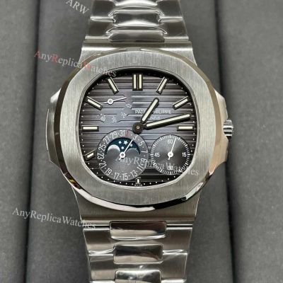 PPF V2 Patek Philippe Nautilus Grey-Blue Stainless Steel Power Reserve Watch